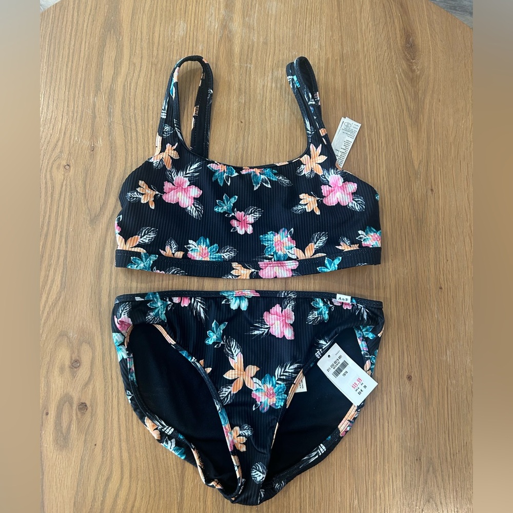 Abercrombie Kids Hawaiin Floral Bikini - Black and Pink
